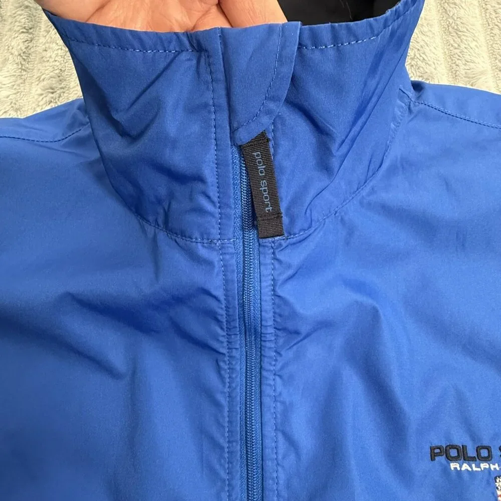 Vintage Polo Sport Ralph Lauren Vest Mens Large Blue Windbreaker USA Flag 90s‎